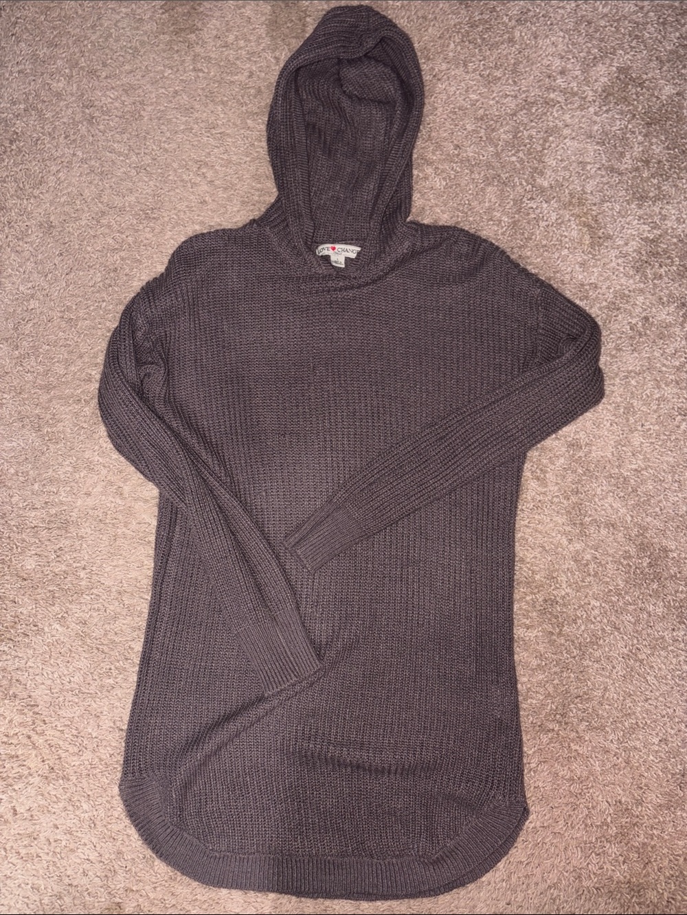 Brown Knit Hooded Sweater Dress